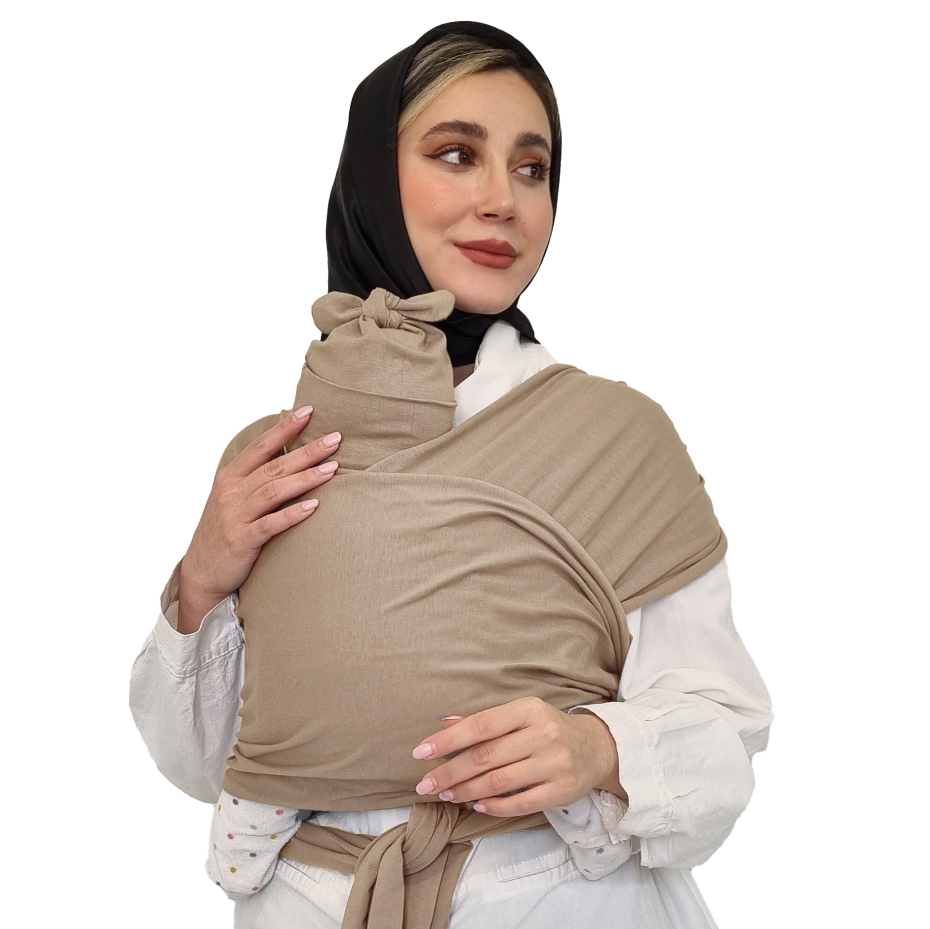 bf9569 شکلاتی آغوشی پارچه ای مدل اسلینگ فامربیبی شکلاتی - Image 1
